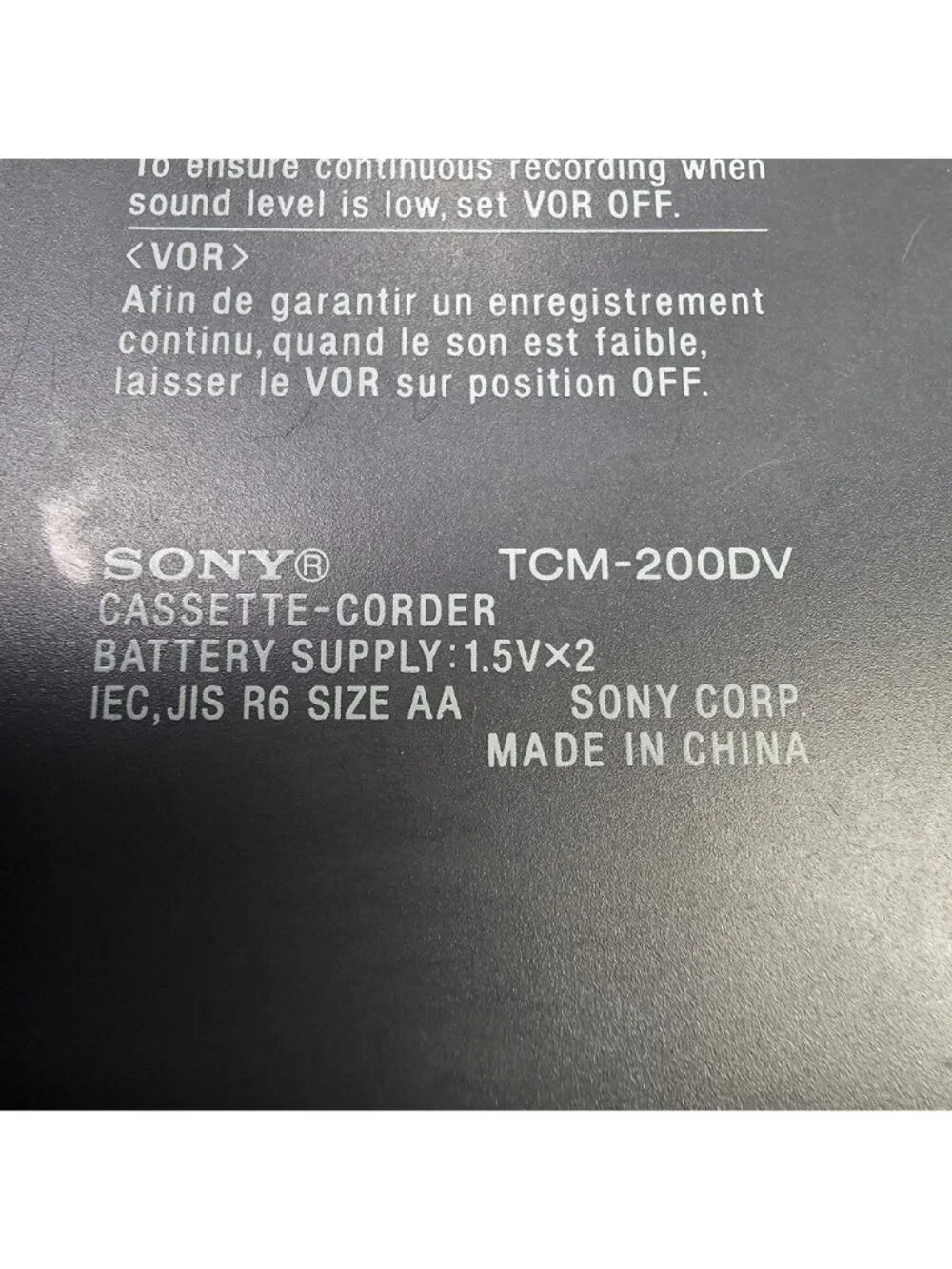 FOR PARTS OR REPAIR Sony TCM-200DV Portable Cassette Voice Recorder